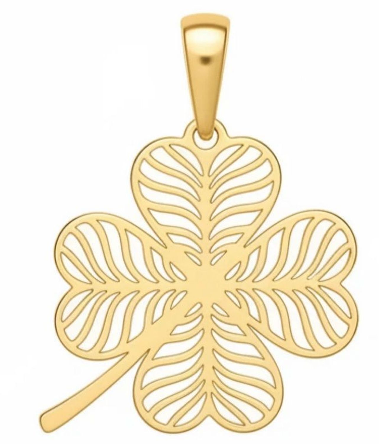 Złota zawieszka ażurowa koniczyna 585 — wisiorek na łańcuszek, symbol szczęścia (2).jpg
